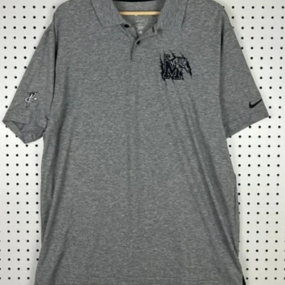 Nike 1 Cent Memphis Tigers Polo Shirt Large Gray Dri Fit Sideline Coach Hardaway